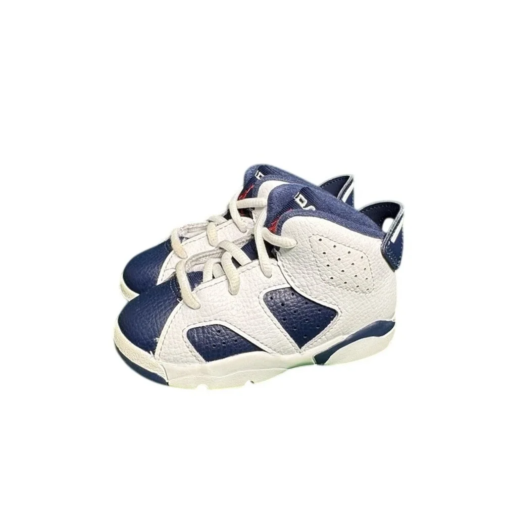 Jordan 6 Retro Olympic White Midnight Navy Varsity Red DV3606-164 Toddler 7C
